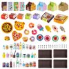 86 Pieces Miniature Pepperoni Pizza Cakes Donuts Tarts Ice Cream Burgers Set with Box for Dollhouse Mini Simulation DIY Prop Decoration Play Food Toys Pretend Kitchen Stores Supermarkets Accessories