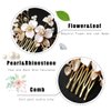 JONKY Flower Wedding Hair Comb Pearl Hair Pieces Gold Leaf Headpieces Bridal Crystal Hair Accessories for Women