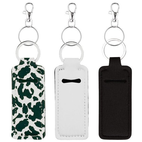 KUKEANVO Chapstick Holder Lip balm Holder Lipstick Sleeve Pouch Lip Gloss Holder With Hook 3 Pcs Stocking Stuffers Gift for Women (Black & White)