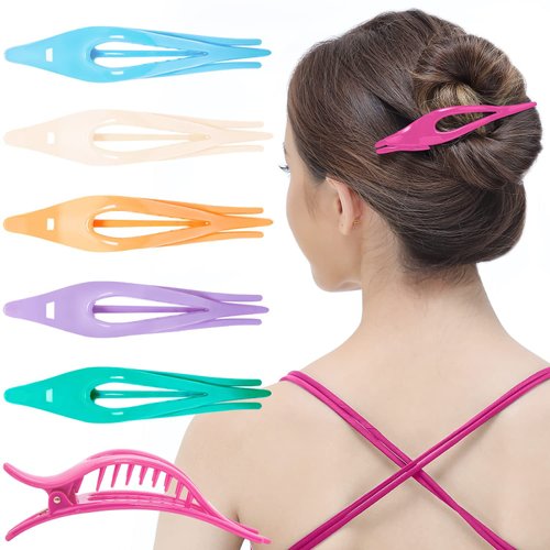 RC ROCHE ORNAMENT 6 Pcs Womens Thin Curved Eyelet Side Slide No Slip Hair Clip Comfortable French Concord Duck Bill Pin Teeth Strong Hold Grip Beauty Accessory, Medium Pastel Multicolor