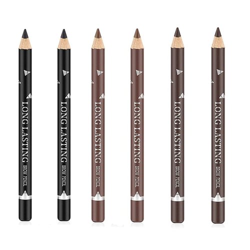 Go Ho 6 PCS Eyebrow Eye Liner Pencil Set,Easy to Color Sweatproof Eye Brow Pencil,Professional Long-lasting Eyeliner Gel Makeup Brow Tint Pen,3 Colors(Black,Brown,Dark Brown)