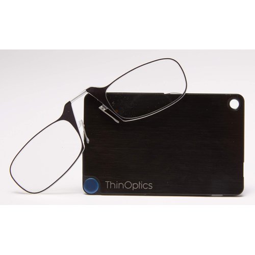 ThinOptics Reading Glasses + FlashCard Case | Black Frame, 2.50 Strength Readers