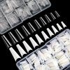 FEBSNOW 1000 PCS French Coffin Ballerina Nail Tips Acrylic Nails Artificial Half False Flake Nail Tips 10 sizes with Clear Plastic Cases for Nail Salon Nail Shop DIY Nail Art Ballerina Nails