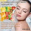 WENJLYJ 20 Combo Face Sheet Masks Skincare Set,Moisturizing Face Mask Skin Care Kit,Hydrating Facial Mask Gift Set for Women,Mom,Men,Wife & Girlfriends