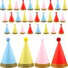 Rcanedny 32 Pcs Birthday Party Hats Glitter Colorful Cone Party Hats With Pom Poms for Kid Adult Birthday Holiday Party Gift Supplies