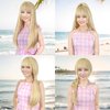 MUPUL Blonde Wig With Bangs Long Blonde Cosplay Wig Straight Halloween Costume Wigs For Women