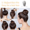 Hair Pins for Women, IKOCO 2 Inch and 2.75 Inch Hair Pins for Buns Brown U Shaped Hair Pins with Storage Box, 50Pcs of each size