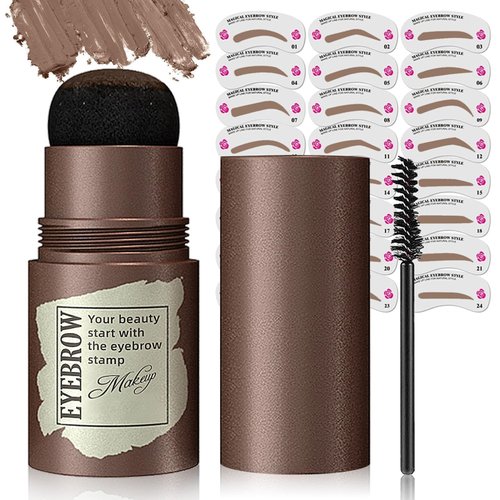 Generic Eyebrow Stamp Stencil Kit - One-Step Eye Brow Stencil Kit for Perfect Make-up, 24 Reusable Thin & Thick Eyebrow Stencils, Creat Waterproof Long-Lasting & Smudge-Proof Natural Eyebrow