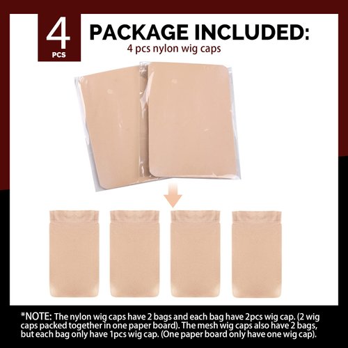 Fandamei Wig Cap, 4PCS Nylon Wig Caps, Nude Wig Caps for Women, Stocking Wig Caps for Halloween, Cosplay. Wig Cap for Women, Men, Kids, Stocking Caps for Wigs