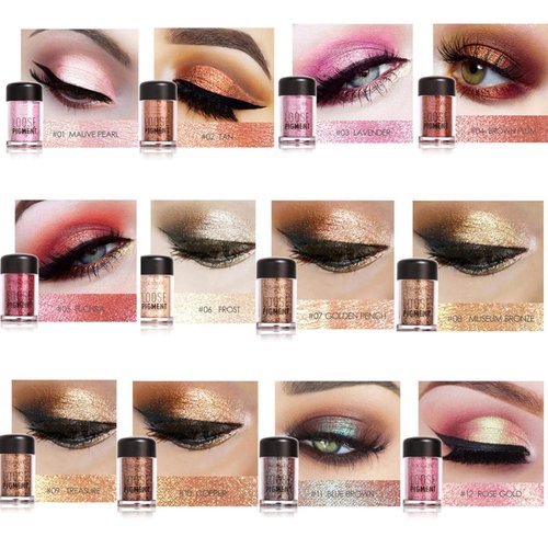 Eye Shadow, Eyes Pigment Powder, Loose Glitter for Eyeshadow, 12 Colors Glitter Eyeshadow Beauty Eyes Long Lasting Makeup Cosmetics for Women (#12)