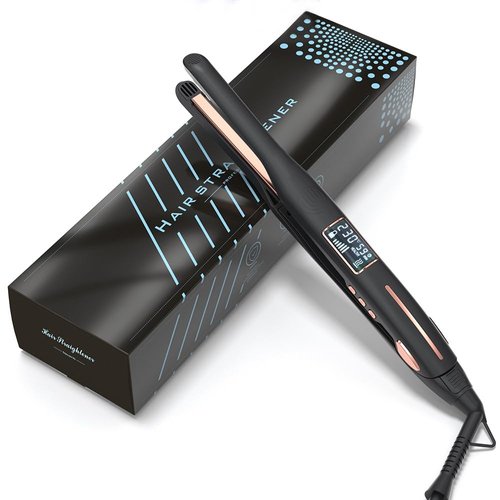 DORISILK 3/10 Inch Pencil Flat Iron for Short Hair, Beard, Pixie Cut,Small Titanium Hair Straightener Curler 2 in 1 for Shiny Result, Travel Mini Hair Straightener Flat Iron Dual Voltage