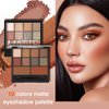 GEUUFEA 10 Colors Neutral Eyeshadow Palette, Matte and Shimmer Eye Makeup Palette, Highly Pigmented Blendable Eye Shadow Powder, Create a Glamorous Smoky Nude Makeup