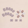 Pink White Press on Nails Square Fake Nails with Nail Glue Acrylic Extra Short False Nails with Pink Glitter Designs Artificial Glossy Nails Full Cover Stick on Nails for Women