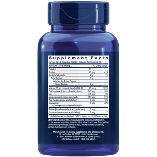Life Extension Bone Restore Calcium Supplement Chewable Tablets, Bone Health Supplement, Calcium, Vitamin D, Minerals, Gluten Free, Non-GMO, 60 Tablets