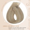 Sunny Hair Beaded Weft Hair Extensions Human Hair 50G Micro Bead Weft Hair Extensions Real Human Hair Straight Weft Hair Extensions with Micro Beads Easy Weft Golden Blonde with Blonde 14 inch