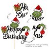 1 PCS Christmas Happy Birthday Cake Topper Assembled Glitter Santa Hat Gifts Light Green Christmas Cake Pick Decoration for Merry Christmas Baby Shower Kids Birthday Party Decorations Supplies