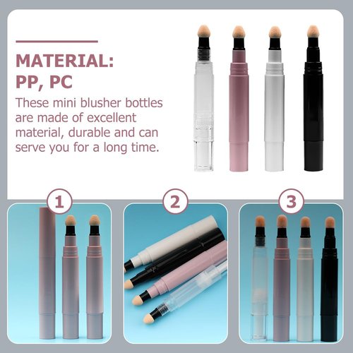 DOITOOL 4pcs Blush Dispenser Pen Cream Blusher Makeup Lipstick Small Empty Tube Empty Bottle Refillable Bottles Empty Makeup Tube Lip Sample Container Lip Tint Travel Lip Gloss Make up Pp