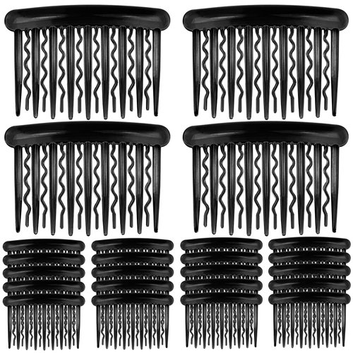 ELANE 24 Pcs Plastic Side Hair Twist Comb Small Hair Clip Comb with Teeth Hair Accessories Bridal Wedding Veil Comb for Women Girls and Crafts DIY 4 Colors. (Black)