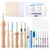35 Pcs Punch Needle Kit, Punch Needle Tool Adjustable Punch Needle Embroidery Kits Include Wooden Handle Embroidery Pen Set, Big Eye Needles, Punch Needle Cloth - Stocking Stuffers for Adults Beginne