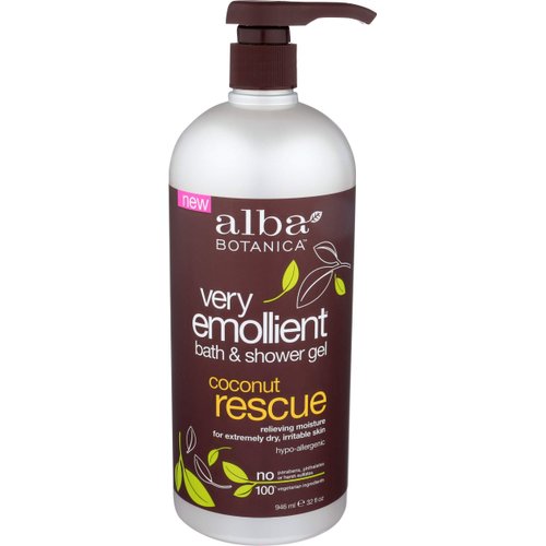 Alba Botanica Very Emollient Bath and Shower Gel, Coconut Rescue, 32 Ounce