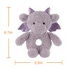 Apricot Lamb Purple Dragon Soft Baby Rattle for Boys and Girls, Plush Stuffed Animal Rattle Toy Lovey for The Newborn, 0-3 Months, 0-6 Months and Above, 4.7Inches