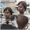 headdoll Afro Curly Mannequin Head with 100% Human Hair Curly Hair Hairdresser Hair Styling Cosmetology Manikin Head Doll head for Hairdresser Practice Styling Dye Braiding with Clamp Stand