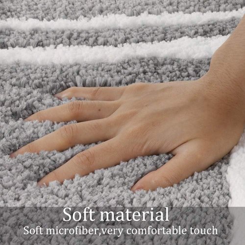Uphome Bathroom Rugs Gray Non-Slip Bath Mat Soft and Water Absorbent Bath Rug Machine Washable Fluffy Microfiber Floor Mats for Bathroom Tub Sink Shower,20x31 inch