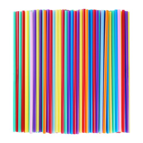 300 Pcs Colorful Plastic Long Disposable Drinking Straws. (0.23''diameter and 10.2"long)