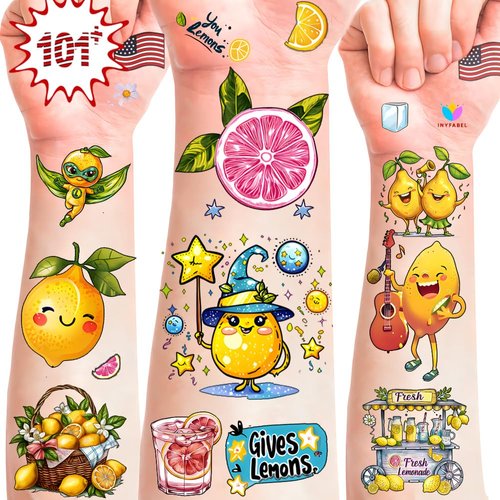 101+ Lemon Temporary Tattoos – Printable, Waterproof Fake Tattoos for Kids, Girls, Boys, Teens & Adults – Ideal for Birthday Parties, Decorations (A)