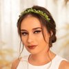 Formery Sparkle Green Crystals Headband Gold Crystal Beads Flower Hair Band Party Prom Wedding Handmade Beaded Floral Headpiece for Women and Girls