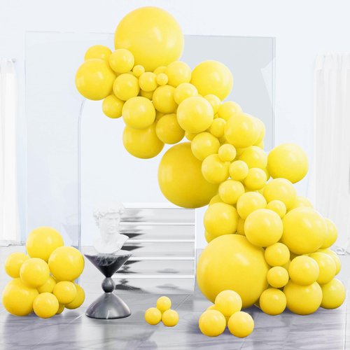 PartyWoo Yellow Balloons, 85 pcs Matte Yellow Balloons Different Sizes Pack of 18 Inch 12 Inch 10 Inch 5 Inch Yellow Latex Balloons for Balloon Garland Balloon Arch as Party Decorations, Yellow-Y55