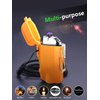 Double arc Lighter, Electric Lighter with Built-in Flashlight, Rechargeable Plasma USB Lighter, flameless Plasma Lighter with Lanyard, Used for Camping, Hiking, Survival igniter (Orange)
