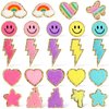 Yilloog 24 Pcs Chenille Patches Cute Iron on Patches Rainbow Heart Smile Face Castle Anchor Star Patches Applique Sew on Patches for Jackets Clothing Fabric(Fresh Style)