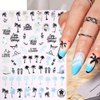 6pcs Fresh Summer Sticker for Nails - Starfish, Beach, Sea, Tropical Coconut Tree, Flower Nail Stickers with Laser Silvery Designs Funny Summer Ocean Mermaid Nail Art Stickers for Women Girls