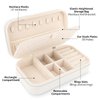 DesignSter Travel Jewelry Box, PU Leather Portable Jewelry Case, Small Jewelry Boxes for Gifts, Travel Jewelry Organizer for Women Rings Earrings Necklaces Bracelets (Beige)