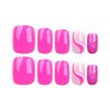Hot Pink Press on Nails Short Square Fake Nails Full Cover False Nails with Design Bling Glitter Swirl Glossy Glue on Nails Shiny Acrylic Stick on Nails Reusable Artificial Nails for Women Manicure