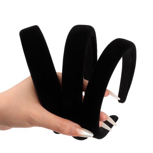FASOTY 3 PCS Black Velvet Headbands for Women Wide Thick Padded Headband Non Slip Soft Simple Hair Bands for Girls and Teens Fashion Hair Accessories