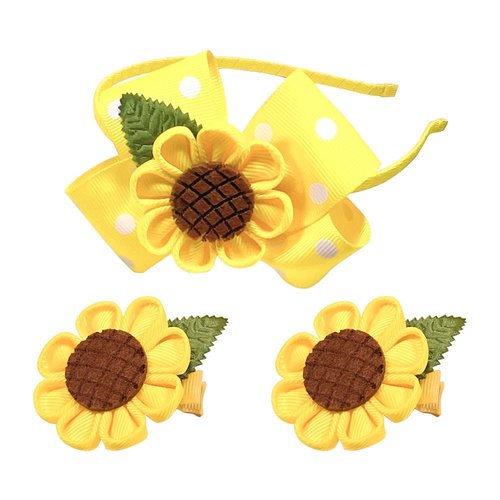 Yellow Sunflower Headband Bow Hair Accessories, Wave Point Flower Hair Bands, Spring Summer Big Bow for Women Girls, Non Slip for Outdoor Gathering Party Princess Decor, Women's Fashion Headbands