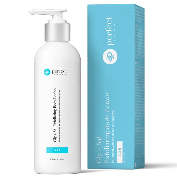 Perfect Image Gly + Sal Exfoliating Body Lotion, 8% Glycolic Acid and 2% Salicylic Acid Lotion Enhanced with Green Tea, Papaya, Bearberry, Licorice and Amino Complex