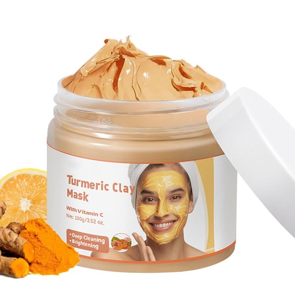 Xoyssfy Turmeric Vitamin C Clay Mask, Brightening Hydrating Face Mask, Clay Face Mask Deep Cleansing Pores, Improves Dark Spots, Acne, Skin Care Facial Mask Tightens Skin, Evens Skin Tone