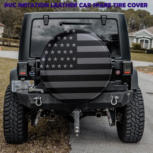 Jusen American Flag Spare Tire Cover Fit for Jeep Wrangler Rv SUV Truck Travel Trailer 14" 15" 16" 17",Waterproof and dustproof Protection Tires (15" for tire Diameter 27.5"-29.5"/69.85-74.93cm)