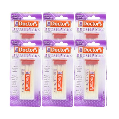 The Doctor's BrushPicks Interdental Toothpicks | 120-Picks per pack | (6-Pack)