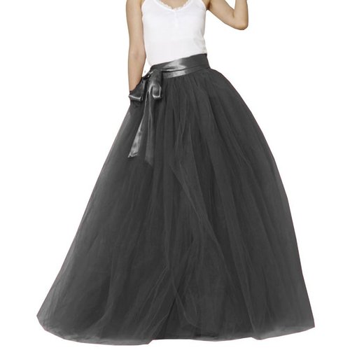 EllieHouse Womens Long Tutu Party Evening Tulle Skirt Black Size XL PC05