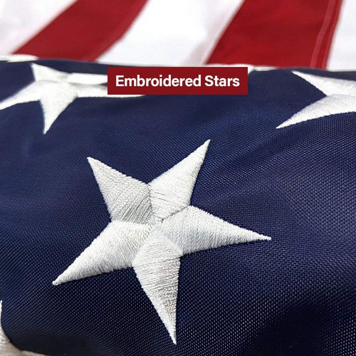 American Flag 4x6 FT Embroidered Stars, Sewn Stripes, Brass Grommets USA US Flag Polyester Long Lasting for Outdoor Use