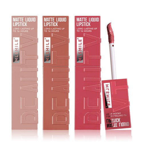 QIUFSSE 3PCS Liquid Lipstick Matte Long Lasting Waterproof Highly Pigmented Lip Stain Tint Non-Stick Cup Lip Gloss Velvet Labiales Professional Daily Lip Makeup-Set A