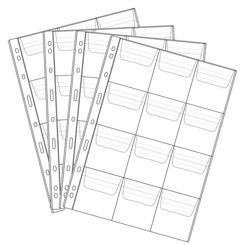 12 Pocket Coin Pages, 10 Sheets Plastic Coin Holders Stamp Collector Supplies for Coin Stamp Currency Collection