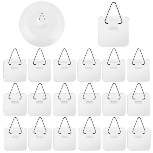 Prasacco 30 Pieces Plate Hangers for The Wall, Invisible Plate Hanger Wall Hanging Hooks Plastic Self-Adhesive Wall Plate Hanger Plate Holders Display Holder for Bathroom Kitchen Department Office