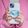 Ksadiye Moblile Phone Grip Heart Glass Holder for Smartphones and Tablets, Cell Phone Collapsible Expandiing Stand（Wave Ocean