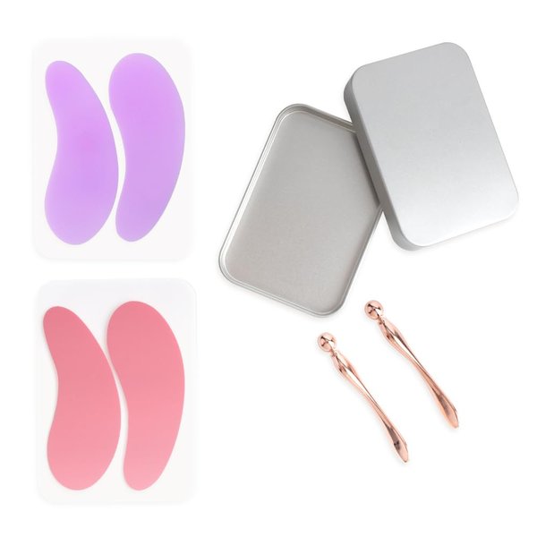 Reusable Eye Patches, 2 Pairs Eye Patches Reduces Wrinkles and Fine Lines Around the Eyes, Lifts and Firms the Skin Eye Care Comes with 1 Pair of Metal Eye Massage Sticks Eye Cream Applicator Tin Box