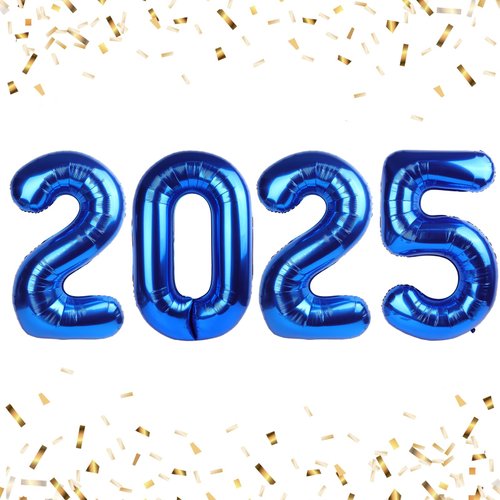 New Years Eve 2025 Blue Foil Balloons, 2025 Blue Balloons 40 Inch Foil Number, Navy Blue 2025 Number Balloon, Blue Senior 2025 Christmas Graduations Birthday Decorations